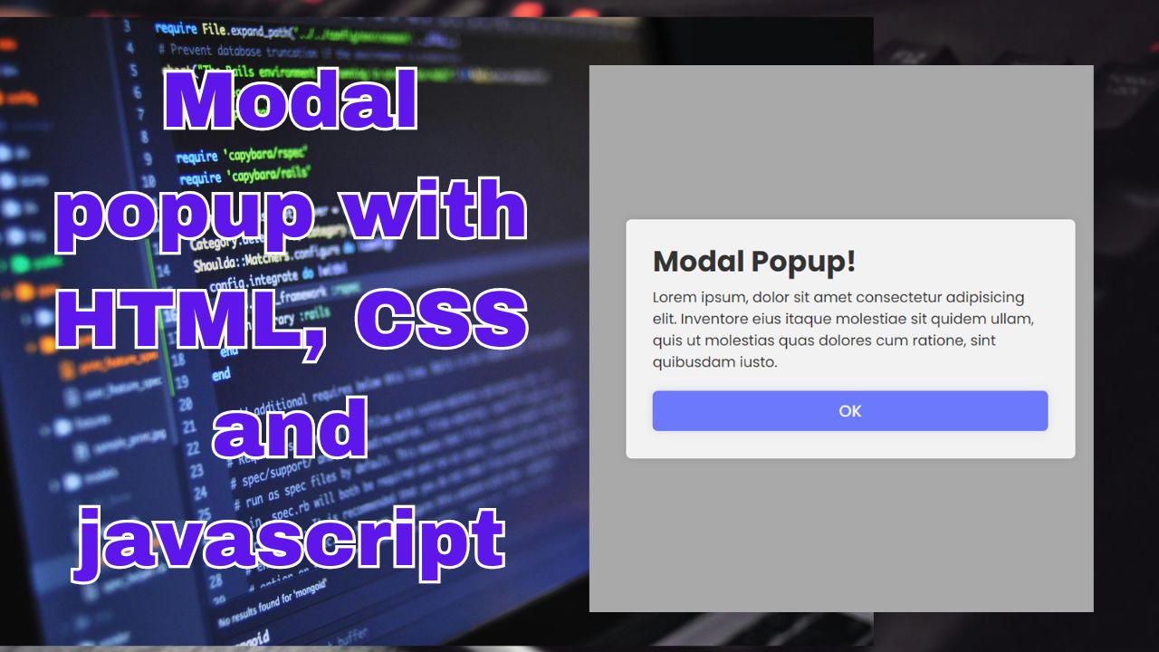 How To create Modal Popup using HTML CSS and Javascript | modal tutorial