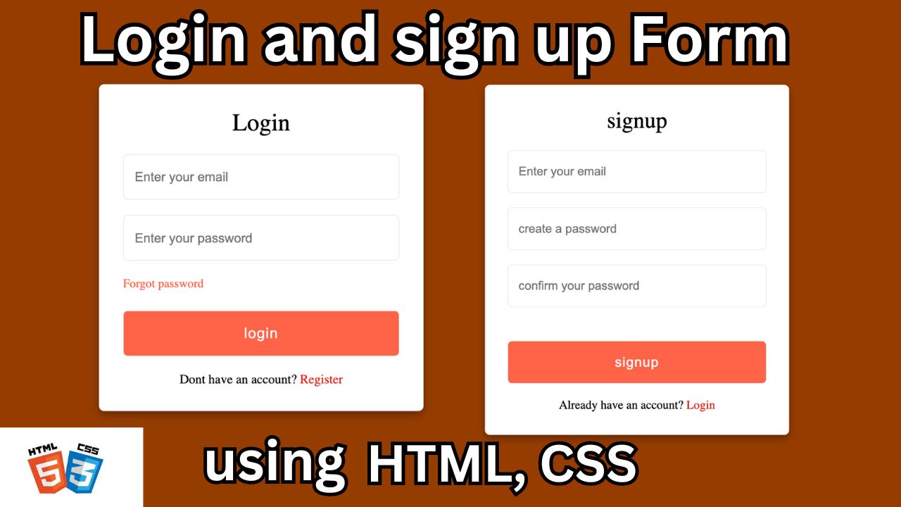 Login & Registration Form using HTML & CSS || signin and signup form