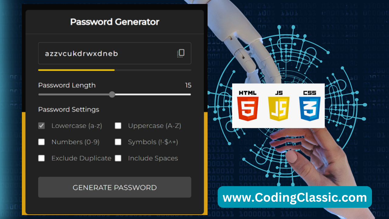 How to Create Password Generator in HTML CSS & JavaScript